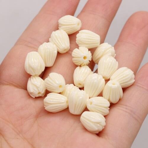 2021 New White Flower Bud-shaped Coral Through-hole Loose Beads DIY Necklace Bracelet Earrings Jewelry Beads Gift Making 8x10mm