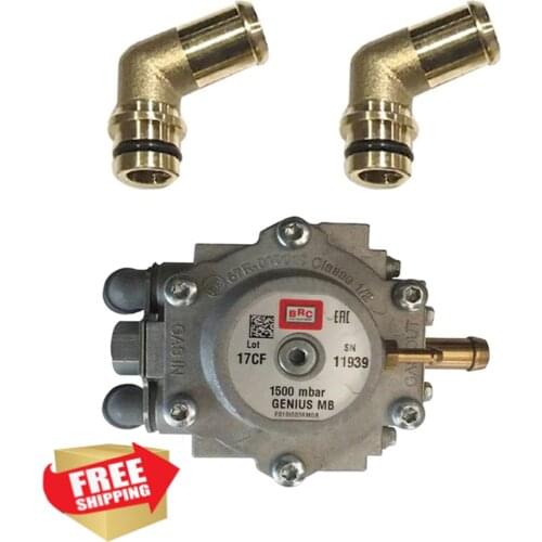 2x BRC LPG CNG GPL Genius 1200 1500 MB Type Reducer Vaporizer Water Elbow