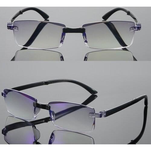 !3 Pairs! Foldable Portable Diamond Cut Ultralight Luxury Anti Blu Anti Fatigue Rimless Reading Glasses +0.75 +1 +1.25 +1.5 to