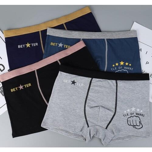 4pcs Male Panties Cotton Men Underwear Breathable Boxers Male Boxer Solid Underpants Comfortable Brand Shorts