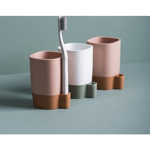 Mouthwash Cup Toothbrush Cup Holder Shelf Household Wash Cup Non-slip Waterproof Elastic Brush Cup Bathroom Accessories