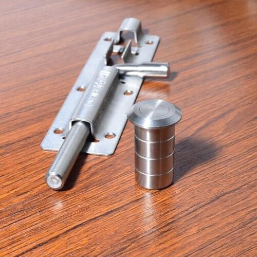 6" Stainless Steel Door Latch Sliding Lock Barrel Bolt with Ground Plug Hole Dust Cover Safety Gate Window Latch Hasp Hardware