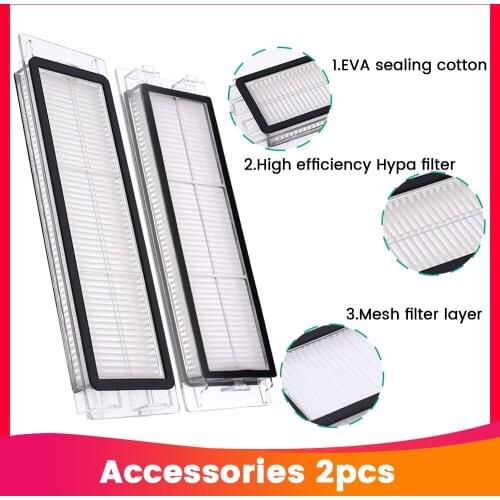 2pcs Robot cleaning Hepa Filter for Xiaomi Mijia 1 / 1S Roborock S4 S5 Max S6 Pure MaxV E2 E3 E4 Robot Vacuum Cleaner parts