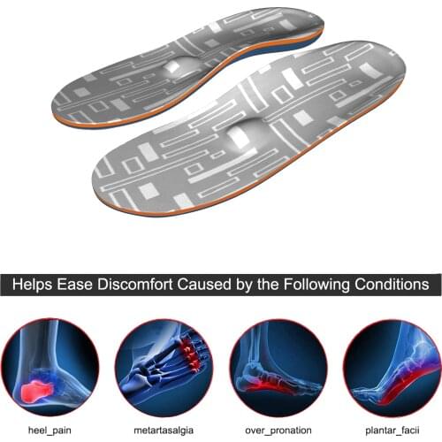 IFitna Gray Rectangle Arch Supports Orthotics Shoe Inserts Relieve Flat Feet,High Arch,Foot Pain For Women and Men Sneaker Shoes