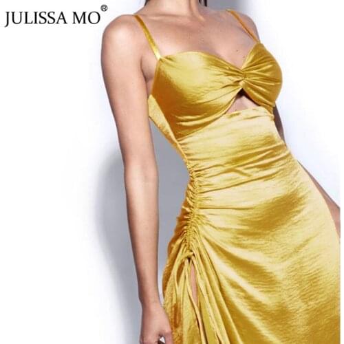 Julissa Mo High Split Drawstring Summer Dress 2021 Sleeveless High Split Womens Dresses Sexy Irregular Party Vestidos Female