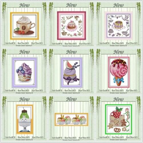 Ice cream Afternoon tea time Cake painting counted print on the canvas DMC 11CT 14CT kits Cross Stitch embroidery needlework Set