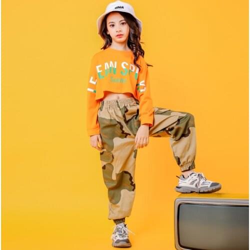 Popular Jazz Dance Costume Hip Hop Rave Outfit Street Wear Festival Performance Clothes For Girls From 8 to 12 Years Old DCC430
