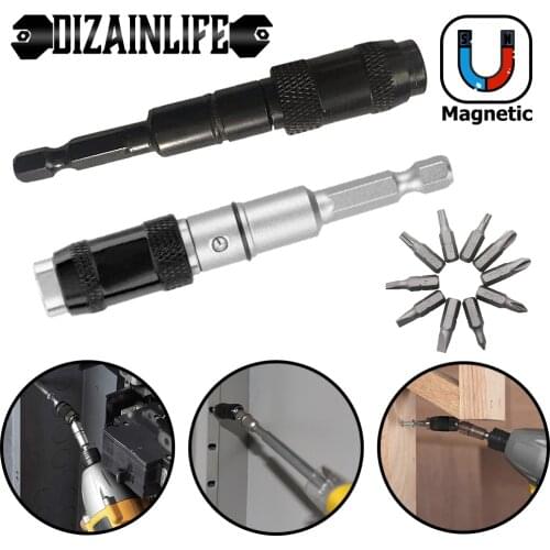 1/4" Magnetic Screw Drill Tip Quick Change Locking Bit Holder Drill Bit Extension Rod Drill Screw Tool Adjustable Drive Guide