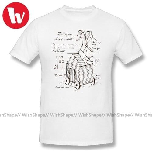 Monty Python T Shirts Cartoon Print Trojan Rabbit T-Shirt Men Awesome Casual T Shirt Summer Short Sleeve Funny Music Tee Shirt