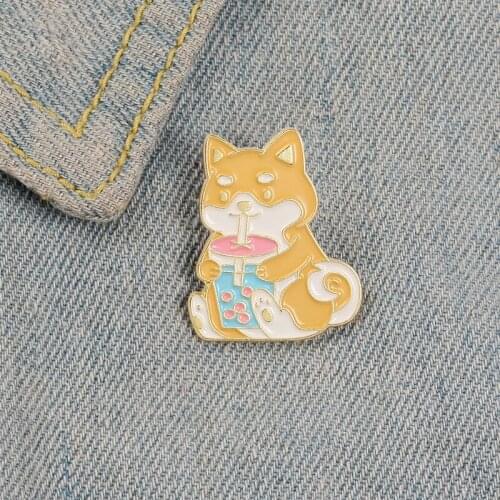Cartoon Animal Enamel Pins Cute Shiba Inu Dog Puppy Brooches Backpack Shirt Button Badge Jewelry Gift for Kids Friends Dog Fans