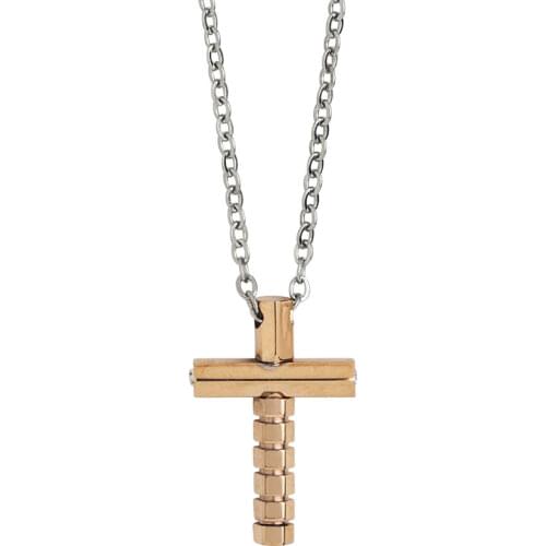 Runda Fashion Mens Black Cross Pendant Necklace Multicolor Stainless Steel Necklace Jewelry Boyfriend Holiday Gift