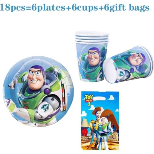 1set Disney Disposable Tableware Set Toy Story 4 Theme Boy Happy Birthday Party Decoration Cup Plate Napkin Straw Supplies