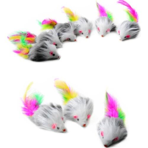 New 1Pcs Funny False Mouse Toys Long-haired Tail Mice With Sound Rattling Soft Real Rabbit Fur Sound Squeaky Toy For Cats Dogs