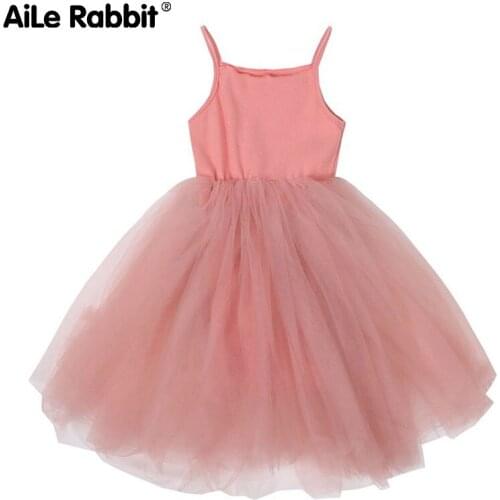 Autumn new girl Sling Dress childrens yarn skirt Korean version Peng Peng skirt baby princess dress k1