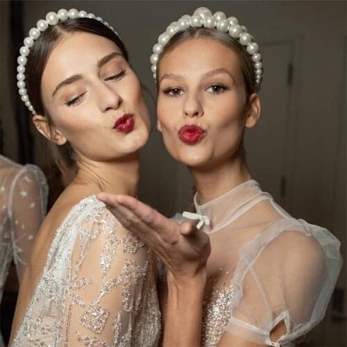 FASHIONSNOOPS 2020 New Big Pearl Headband for Women Personality Trend Fashion Hairband Party Pearl Girls Hair Accessories