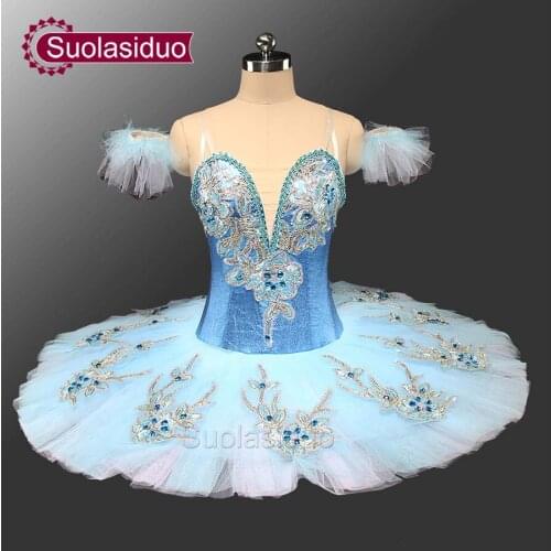 Adult Sky Blue Professional Ballet Tutu Stage Wear Costumes The Nutcracker Ballet Dance Performance Competition Apperal Girs