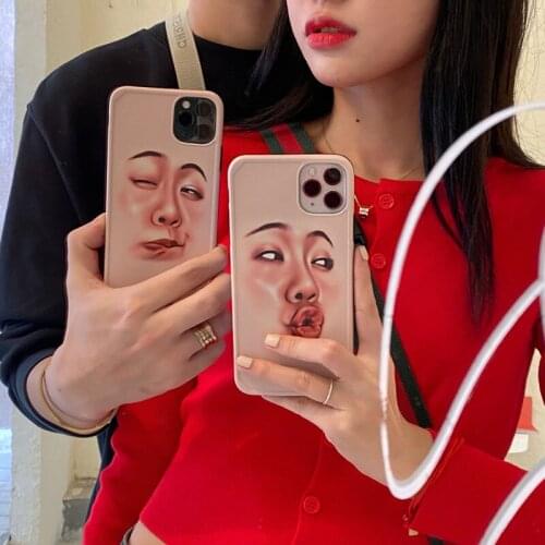 Abstract Art Face Funny Couple Phone Cases For iPhone 12 Pro Max X Xs Max Shockproof Protective Cover Case For iphone 11 Funda