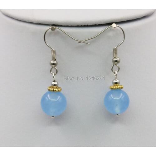 Blue Aventurine Earrings Round Beads Drop Earrings Jewelry Party Wedding Gift Lucky Natural Stone Fashion Jewelry Making Design