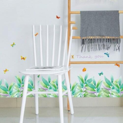 Nordic Leaves Fresh Skirting Line Porch Decor Waterproof Bathroom Cabinet Living Room TV Background Decoration Wall Stickers