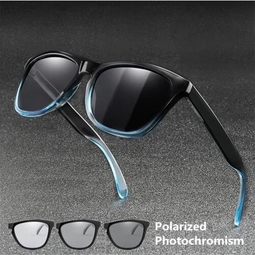 Men Women Photochromism Sunglasses Classic Square Sun Glasses women polarized Gradient frame Brand designer UV400 protect oculos