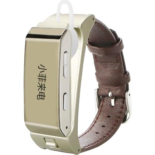 T-B08 Leather Smart Bracelet Bluetooth Earphone Calling Wristbands Notification Push Sport Pedometer Smart Bluetooth Smartband