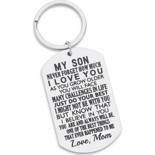 Inspirational Gift To Son From Mom-Never Forget How Much I Love You Gift Keychain for Teen Boy From Mother In Law Stepmom