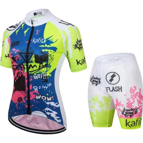Short Sleeve Kafitt Cycling Shirt,Blouses Womens Cycling Clothing Fluorescent Color Summer 2021 Bike Clothes Uniform Ms Jersey