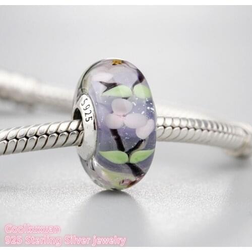 Spring 925 Sterling Silver Enchanted Garden Charm, Murano Glass Charm Beads Fit Original Brand Charms Bracelet jewelry