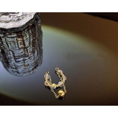 Summer Woman Lovely Super Fairy Ear clip Korean luxury Temperament Fashion Tassel Asymmetric Women Jewelry Stud Earrings