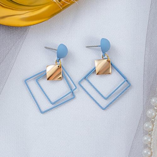 Autumn Winter New Blue Earrings Vintage Matte Drop Earrings for women Metal Fashion Statement Dangle Earring 2020 Trend Jewelry