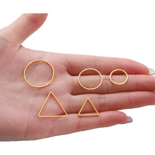 Gold 2Pcs Round Square Triangle Rectangle Pentagram Geometric Connectors Diy Accessories For Jewelry Findings Making Earrings