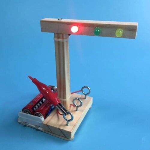 1Pcs Magical Science Technology Experiment Electronic Light Kids Toys DIY Intelligence Assembly Blocks Traffic Lights Toy