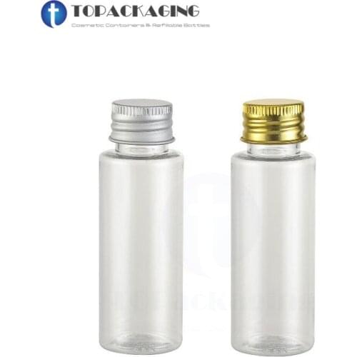 100PCS*20ML Screw Cap Bottle Clear Plastic Cosmetic Container Aluminum Cover Essential Oil Vials Empty Shampoo Refillable Pack