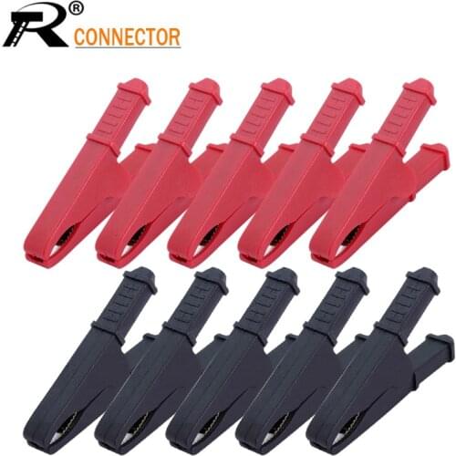 2pairs of insulated metal copper alligator clip electric test 7cm big alligator clip 2 red +2 black, test clip power