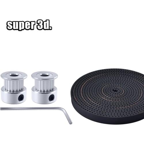 2 pcs 2GT 20 tooth Bore 5mm timing pulley + 2GT 6mm open timing belt+ Hex wrench for 3d printer Transmission Belts