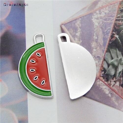 5pcs watermelon earring charms Jewelry Making Keychain Necklace DIY Handmade Craft Jewelry Making DIY 25mm enamel charm for Girl