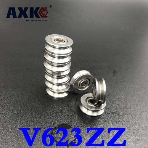 2021 Promotion Real Rodamientos Axk 100pcs V623zz V Groove Ball Bearing 3x12x4 Mm Pulley Roller Wheel With Bearings V623 3*12*4