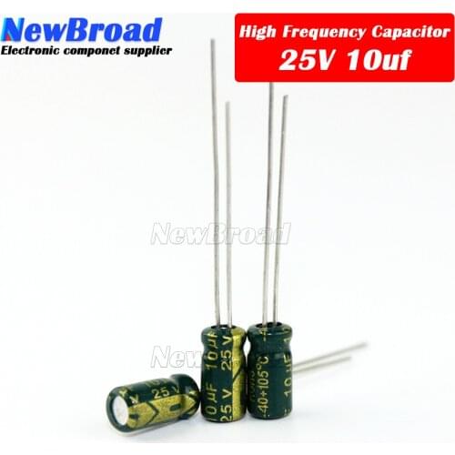 10PCS Aluminum electrolytic capacitor 10UF 50V 63V 100V 250V 400V 450V high frequency low resistance long life 10UF Green-gold