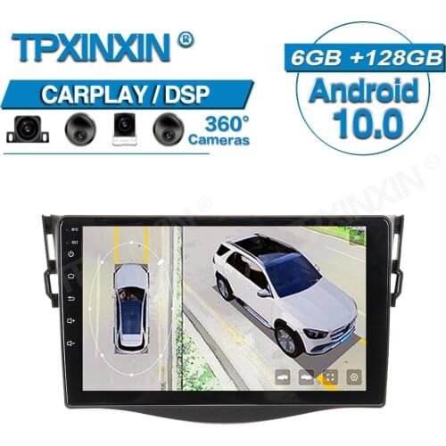 6+128G For TOYOTA RAV4 2006-2012 Android 360 HD Auto Surround View Camera Car Multimedia Player Stereo Radio GPS Navigtion DSP