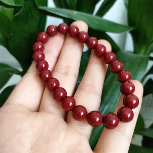 Wholesale Original ore Natural Cinnabar Bracelets Round Beads Bracelets for Women Fashion Jewelry