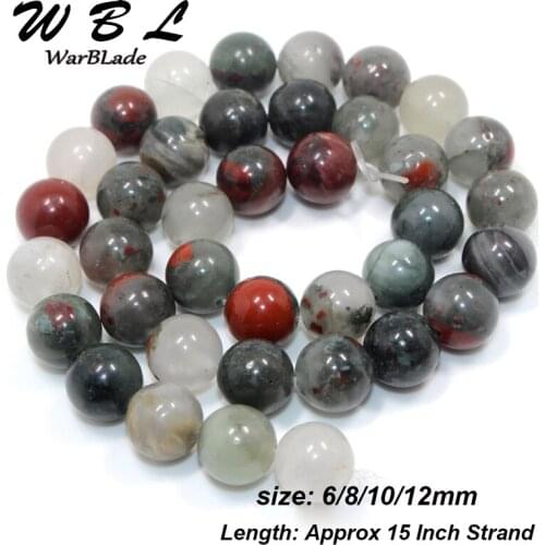 WarBLade 4mm 6mm 8mm 10 12mm Natural African Blood Stone Beads Round Loose Stone Beads For DIY Necklace Bracelet Jewelry Making