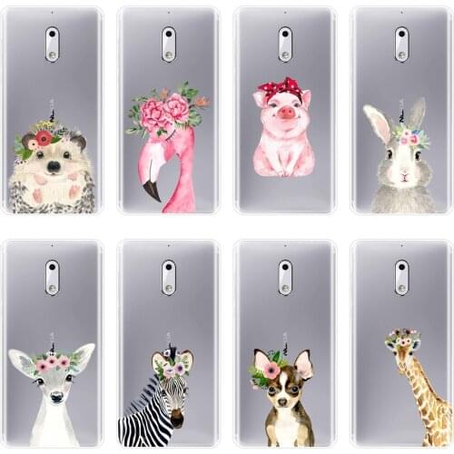 Phone Case For Nokia 1 2 3 5 6 8 Silicone Soft Flamingo Pig Dog Rabbit Deer Giraffe Animal Back Cover For Nokia X6 7 Plus Case