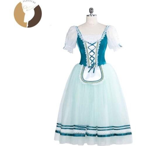 FLTOTURE AT1282 Girls Romantic Tutu Skirts 5 Layers Long Skirt Adult Velvet Body Dance Wear Ballet Costumes Cinderella Clothes