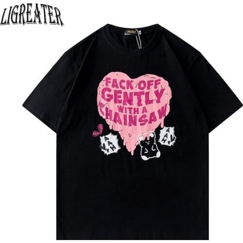 2021 Vibe Style Cotton T-shirt Love Letter Printed Tshirt Loose Oversized INS Trend Tshirts Men Women Couple Half Sleeve Tees