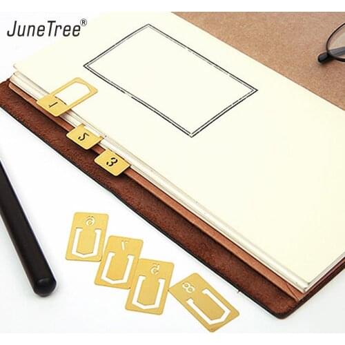 Brass numbers Paper Clip Bookmark Books index Clips Teacher Gift School Office Supplies Stationery Student Escolar 12 pcs/pack