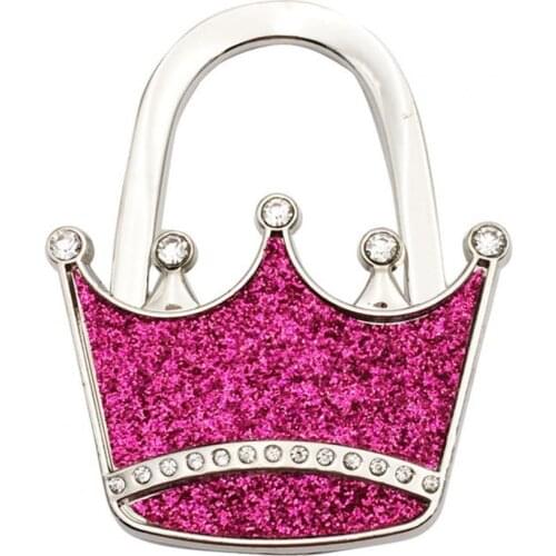 Fashion Handbag Hook Shiny Folding Zinc Alloy Lightweight Rhinestone Crown Star Table Edge Bag Holder for Home MultiPurpose Hook