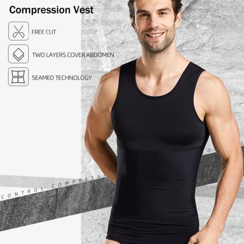 Mens Compression Shirt Slimming Body Shaper Vest Workout Tank Tops Abs Abdomen Undershirts Sleeveless Waist Trainer Shapewear