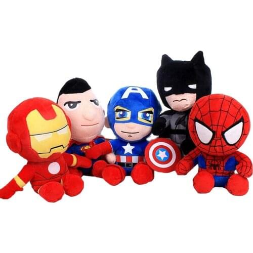 Wholesale 10pcs 25cm Movie Super Heroes Stuffed Dolls Cute Captain America Iron Man Spiderman Plush Toys Gifts for Boys