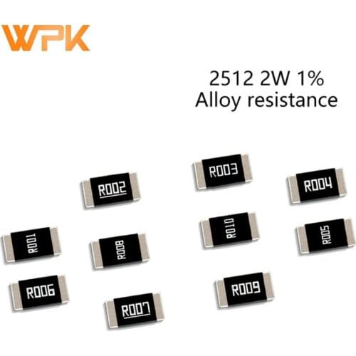 50Pcs 2512 2W SMD Alloy Resistors Set 1% Tolerance 0.001R 0.009R 0.01R 0.06R 0.15R 0.2R 0.39 Ohm Low Ohmic Chip Resistance Kit