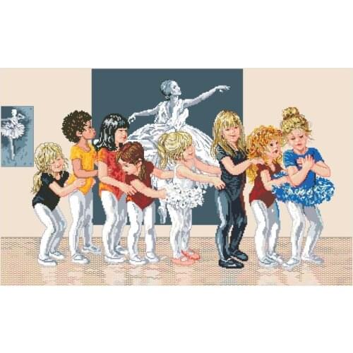 Gold Collection Counted Cross Stitch Kit The Line Up Eight Little Ballerina Ballerinas Ballet Dancer Dancing bucilla